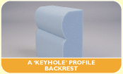 A keyhole profile backrest foam cushion